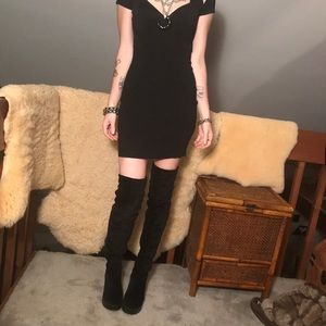 Chunky heel Black Thigh-high Boots Size 9